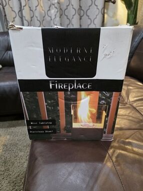 Fireplace Mini Tabletop - Black/White